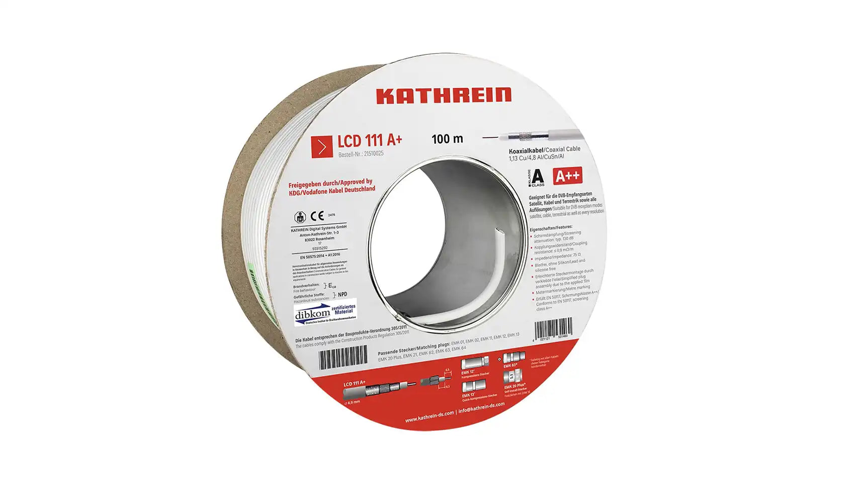 KATHREIN LCD 111 A+ Koaxialkabel, weiße 100-m-Rolle