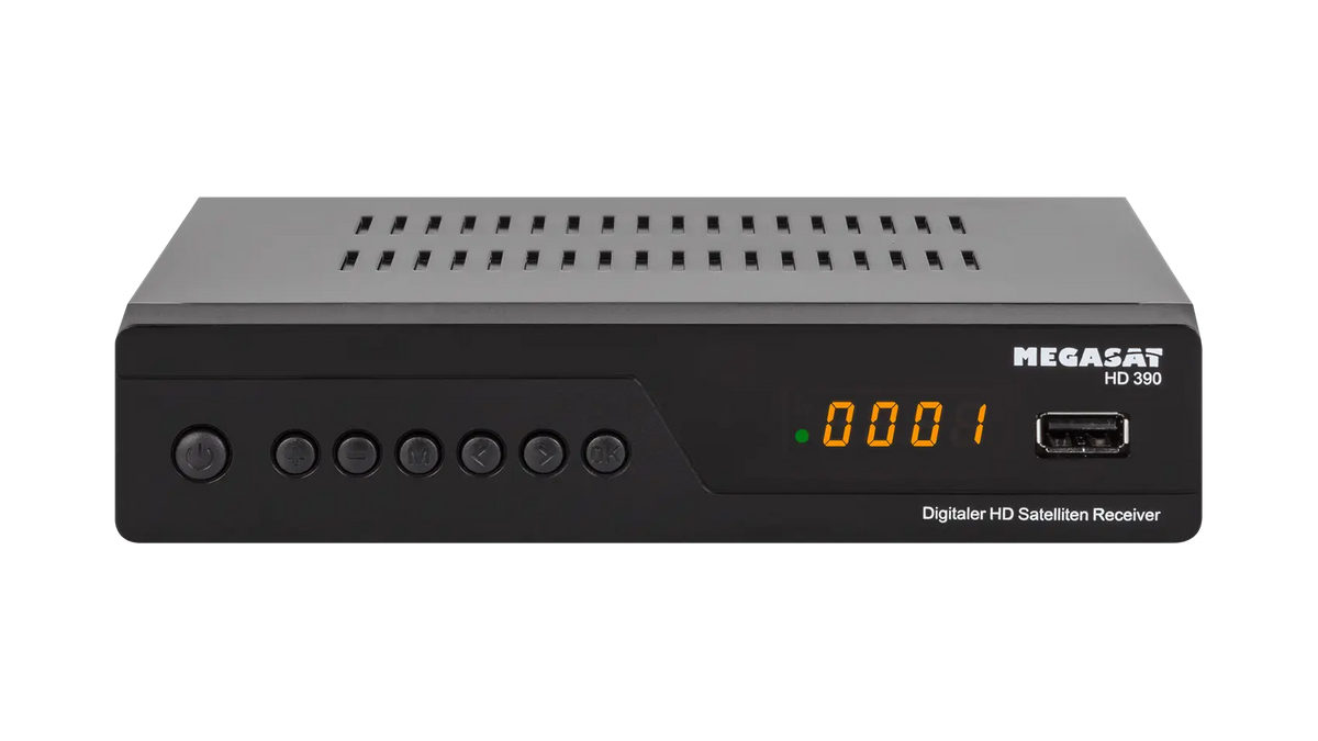 MEGASAT HD 390 Full-HD SAT-Receiver DVB-S2 – Frontansicht