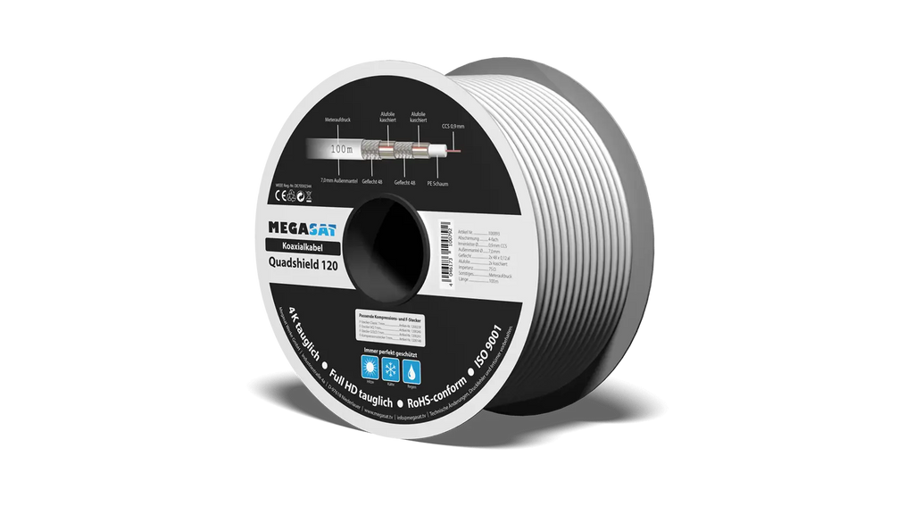 MEGASAT Quad Shield 120 Koaxialkabel – 100 m