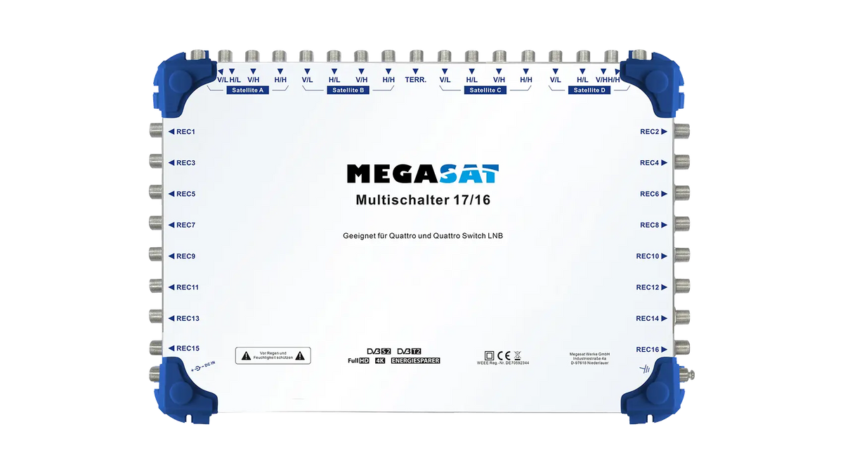 MEGASAT Multischalter 17/16, inkl. Netzteil – Frontansicht