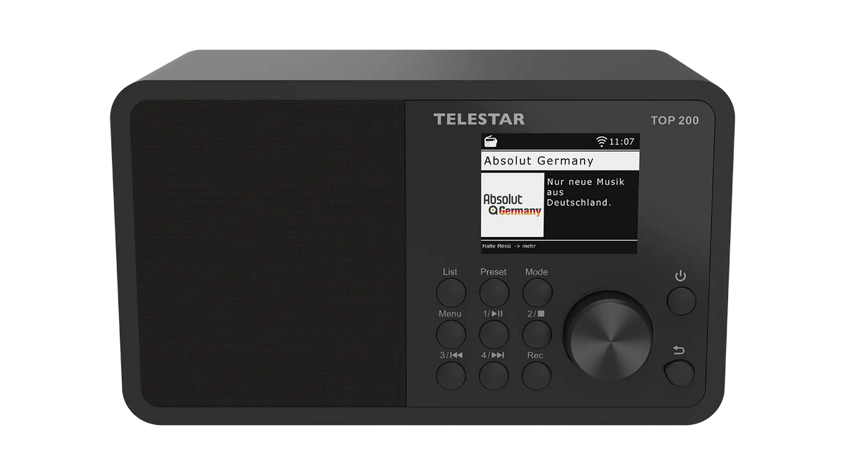 TELESTAR TOP 200 DAB+ WLAN-Internetradio – Schwarz – Vorderansicht