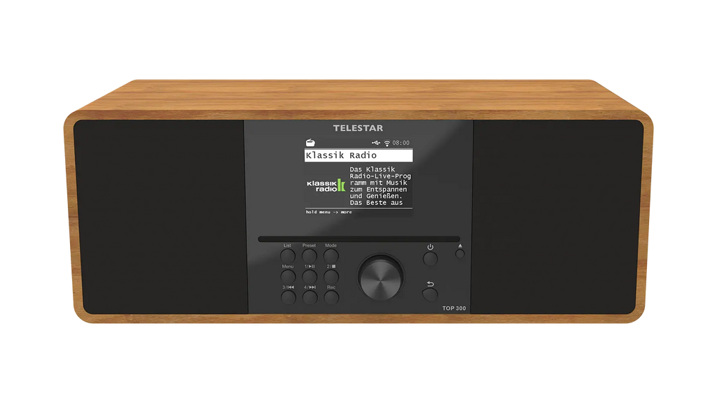 TELESTAR TOP 300 DAB+ WLAN-Radio mit CD – Holz – Vorderansicht